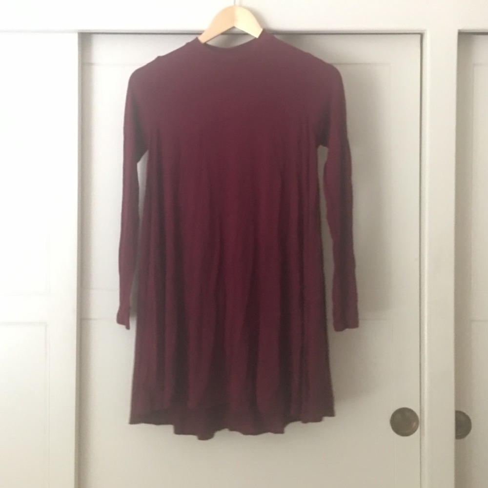 Forever 21 Maroon long sleeve skater dress